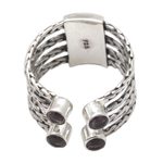 Amethyst cocktail ring, 'Crab Eyes' - Amethyst and Sterling Silver Cocktail Ring