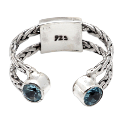 Blue topaz cocktail ring, 'Ocean Sparkle' - Sterling Silver and Blue Topaz Cocktail Ring