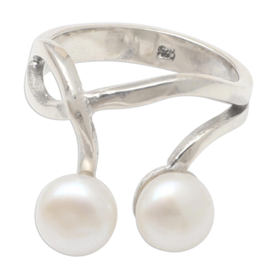 Anillo de cóctel con perlas cultivadas - Anillo de cóctel de perlas cultivadas y plata esterlina
