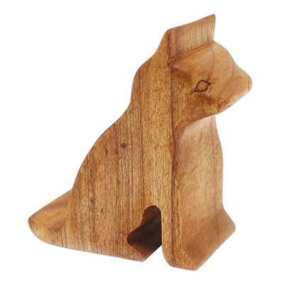 Hand Made Jempinis Wood Cat Phone Stand