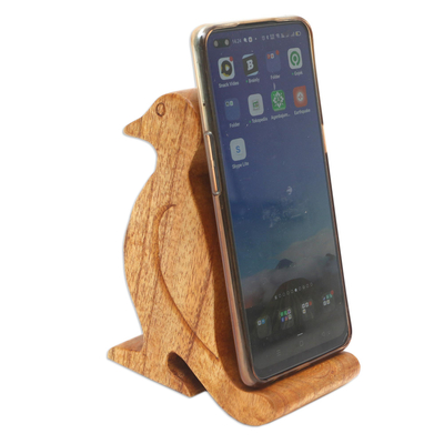 Soporte de teléfono de madera - Soporte para teléfono de pájaro de madera de jempinis hecho a mano