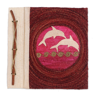 Natural Fiber Dolphin Journal in Red