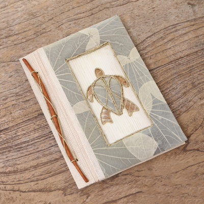 Tagebuch aus Naturfasern - Graues Naturfaser-Tagebuch mit Schildkrötenmotiv