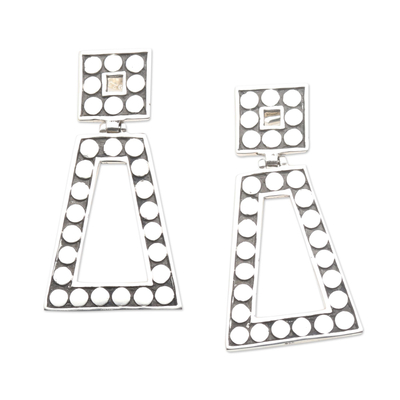 Sterling silver dangle earrings, 'Bright Lights, Big City' - Artisan Crafted Sterling Silver Dangle Earrings