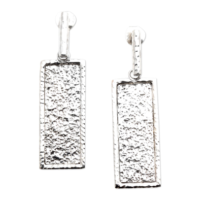 Sterling silver dangle earrings, 'Reflecting Mirror' - Hand Crafted Sterling Silver Dangle Earrings