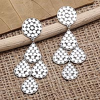 Sterling silver dangle earrings, 'Christmas Pears'