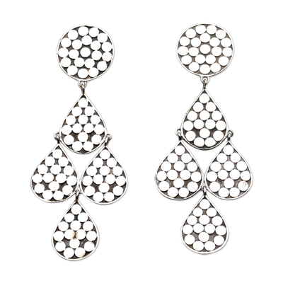 Sterling silver dangle earrings, 'Christmas Pears' - Handcrafted Sterling Silver Dangle Earrings