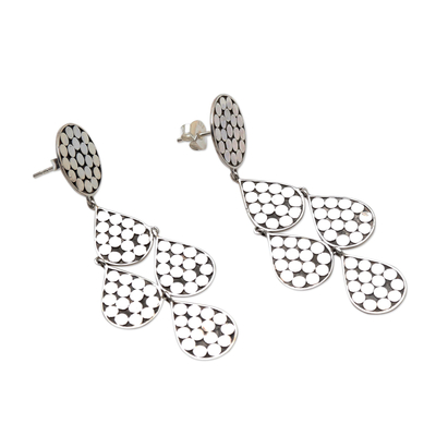 Sterling silver dangle earrings, 'Christmas Pears' - Handcrafted Sterling Silver Dangle Earrings