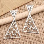 Sterling silver dangle earrings, 'Broken Window' - Sterling Silver Triangular Dangle Earrings