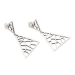 Sterling silver dangle earrings, 'Broken Window' - Sterling Silver Triangular Dangle Earrings