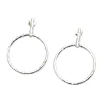 Sterling silver dangle earrings, 'Throw for a Loop' - Round Sterling Silver Dangle Earrings from Bali
