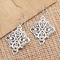 Sterling silver dangle earrings, 'Late-Night Party' - Handcrafted Sterling Silver Dangle Earrings