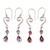 Gemstone dangle earrings, 'Blushing Beauty' - Hand Made Garnet or Amethyst Dangle Earrings