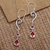 Gemstone dangle earrings, 'Blushing Beauty' - Hand Made Garnet or Amethyst Dangle Earrings