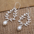 Cultured pearl dangle earrings, 'Pearly Rice' - Sterling Silver Leaf-Motif Cultured Pearl Dangle Earrings (image 2b) thumbail
