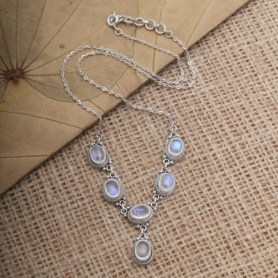 Moonstone pendant necklace, Bright Sparkle in Moonlight
