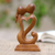 Wood statuette, 'Kisses for You in Brown' - Hand Carved Romantic Suar Wood Statuette