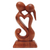 Wood statuette, 'Kisses for You in Brown' - Hand Carved Romantic Suar Wood Statuette