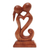 Wood statuette, 'Kisses for You in Brown' - Hand Carved Romantic Suar Wood Statuette