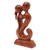 Wood statuette, 'Kisses for You in Brown' - Hand Carved Romantic Suar Wood Statuette