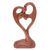 Wood statuette, 'Blessings on You' - Hand Made Suar Wood Heart Sculpture thumbail