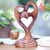 Wood statuette, 'Blessings on You' - Hand Made Suar Wood Heart Sculpture