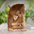 Wood sculpture, 'Bodhi Leaf Buddha' - Handmade Suar Wood Buddha Sculpture