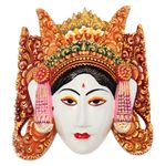 Wood mask, 'Colorful Legong Keraton' - Colorful Balinese Suar Wood Legong Keraton Dance Mask