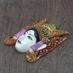 Wood mask, 'Colorful Legong Keraton' - Colorful Balinese Suar Wood Legong Keraton Dance Mask