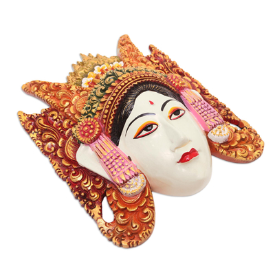 Máscara de madera - Colorida máscara de baile de queratón legong de madera de suar balinés
