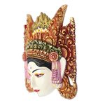Wood mask, 'Colorful Legong Keraton' - Colorful Balinese Suar Wood Legong Keraton Dance Mask