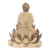 Escultura de madera de hibisco - Escultura de Buda y loto de madera de hibisco