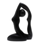 Wood statuette, 'Pigeon Pose' - Suar Wood Figurative Statuette
