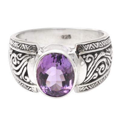 Amethyst cocktail ring, 'Chastity in Purple' - Amethyst and Sterling Silver Cocktail Ring
