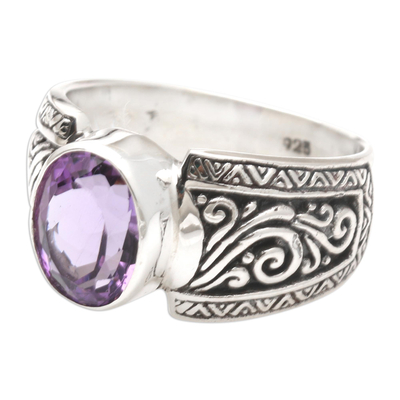 Amethyst cocktail ring, 'Chastity in Purple' - Amethyst and Sterling Silver Cocktail Ring