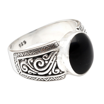 Onyx cocktail ring, 'Chastity in Black' - Onyx and Sterling Silver Cocktail Ring