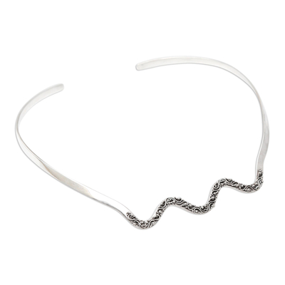 Decorative Sterling Silver Collar Necklace