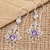 Amethyst dangle earrings, 'Moringa Leaves in Purple' - Amethyst and Sterling Silver Dangle Earrings thumbail