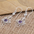 Amethyst dangle earrings, 'Moringa Leaves in Purple' - Amethyst and Sterling Silver Dangle Earrings (image 2b) thumbail