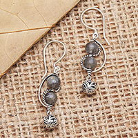 Labradorite dangle earrings, Chinese Lanterns