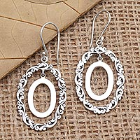 Sterling silver dangle earrings, 'Hoola Hoola' - Hand Crafted Sterling Silver Dangle Earrings