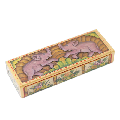 Joyero de madera de cocodrilo pintado a mano - Joyero elefante de madera de cocodrilo pintado a mano