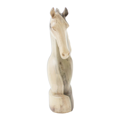 Estatuilla de madera de hibisco - Estatuilla de cabeza de caballo de madera de hibisco hecha a mano