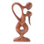 Wood statuette, 'Downpour' - Hand Made Suar Wood Figure Sculpture thumbail