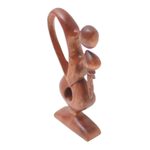 Wood statuette, 'Downpour' - Hand Made Suar Wood Figure Sculpture