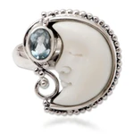 Blue topaz cocktail ring, 'Sleeping Moon' - Blue Topaz and Sterling Silver Crescent Moon Ring