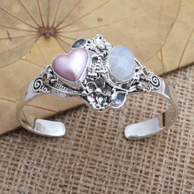 Multi-gemstone cuff bracelet, Valentine Edition