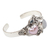 Multi-gemstone cuff bracelet, 'Valentine Edition' - Handmade Cultured Pearl and Rainbow Moonstone Cuff Bracelet (image 2e) thumbail