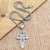 Blue topaz pendant necklace, 'Magic Cross' - Blue Topaz Cross-Motif Pendant Necklace thumbail