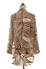 Silk-screened rayon shirt, 'Palm Leaf in Brown' - Palm Leaf-Printed Rayon Collared Shirt